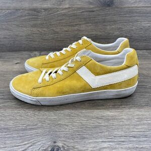Pony Men Yellow Suede Leather Upper Lace Up Low Top Sneakers Size 8
